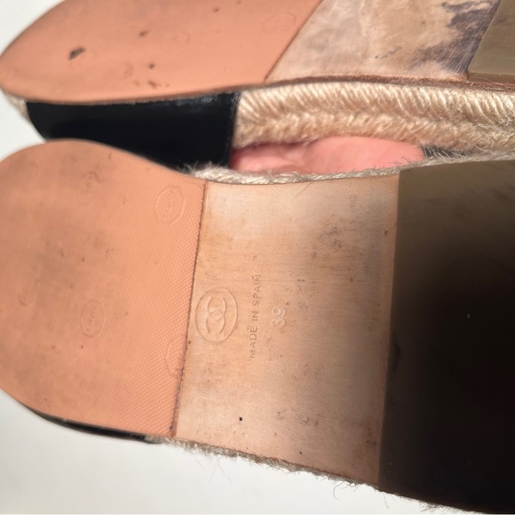 CHANEL Black and Tan Embellished Sandals - Picture 9 of 11